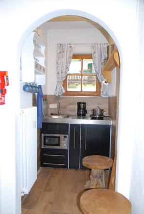 Voll ausgestattete Pantry-Küche mit Microwelle, Kühlschrank, 2-Platten-Induktionsherd