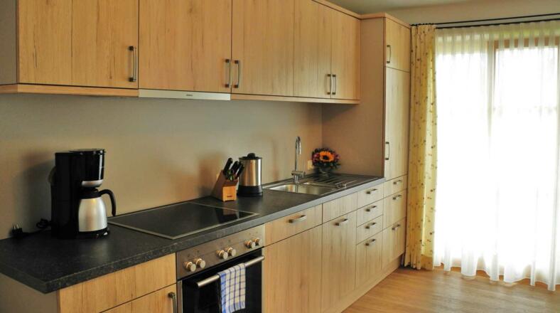 Küchenzeile in FeWo 1 mit Balkontür