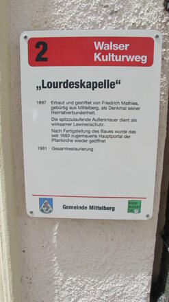 Lourdeskapelle am Walser Kulturweg