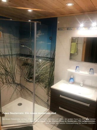 Bad in der Fewo TG: modern und mit Liebe eingerichtet.