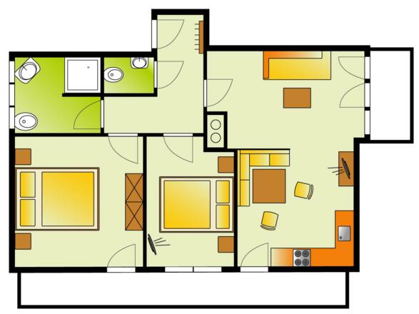 Fewo Alpenrose Schnitt