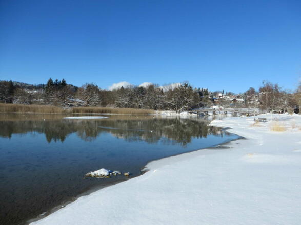 hinter bzw. über der Brücke liegt unsere FeWo