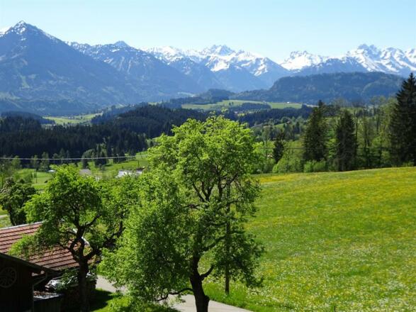 Blick vom Südbalkon auf den Allgäuer Hauptkamm