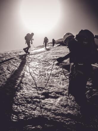Blankeis am Grad vor dem Einstieg zur Hoch Wilde Südspitze
