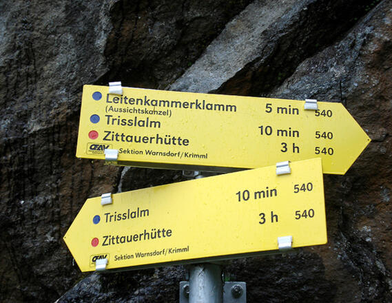 Wegweiser zur Zittauer Hütte