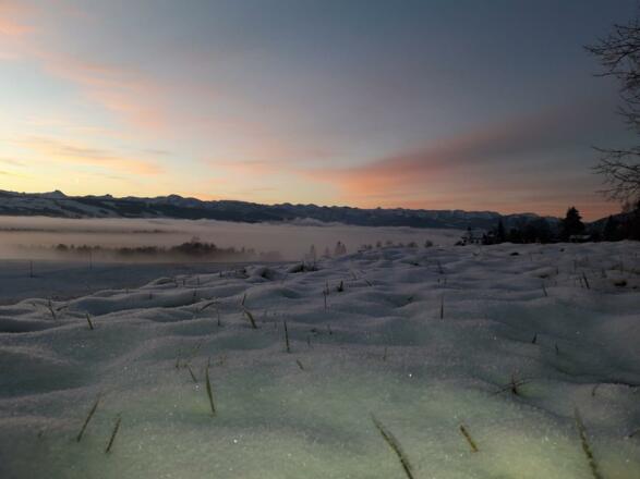 Schnee Sonnenuntergang Allgäu Hotel Bavaria Oberst