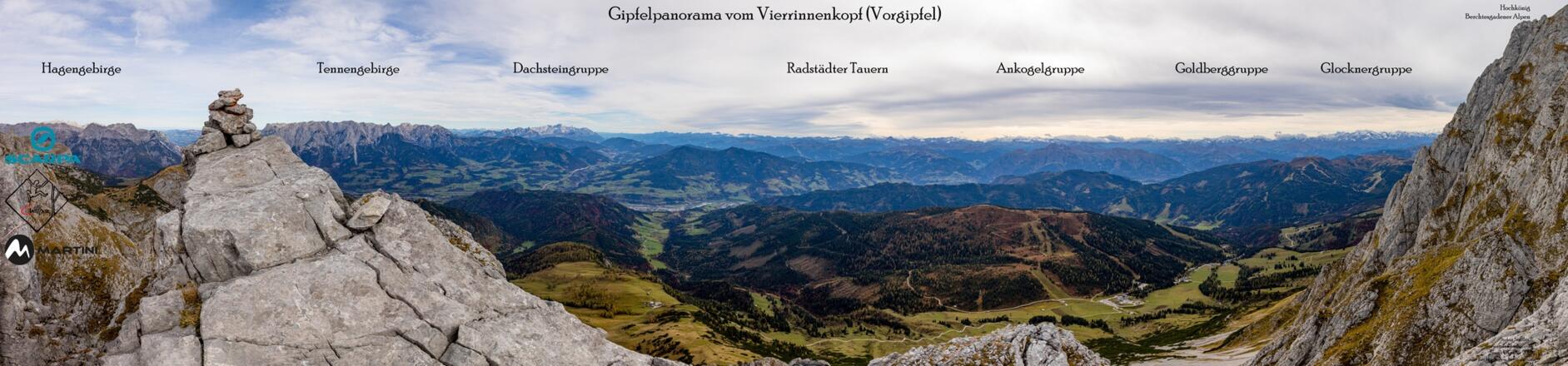 Gipfelpanorama vom Vierrinnenkopf am Hochkönig.