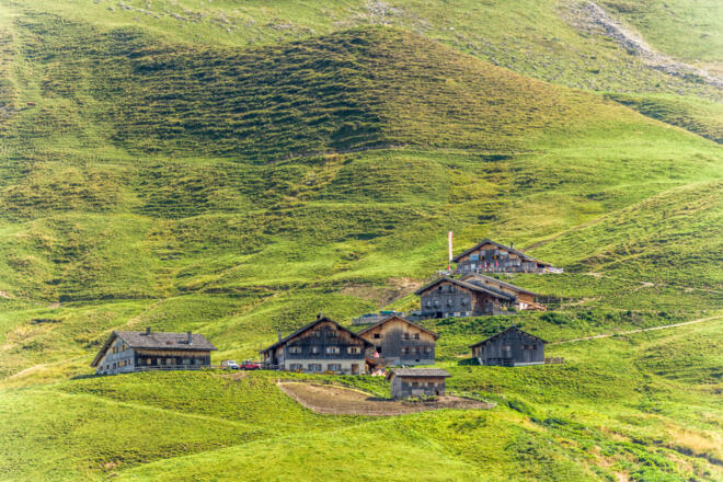 Blick auf Oberpartnomalpe