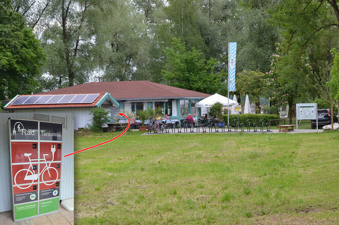 Rad-Tankstelle am Kiosk der Strandanlage