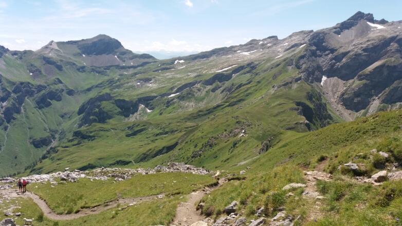 Links: Tschingel, Mitte: Pfälzerhütte rechts: Naafkopf 