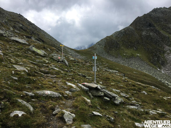 7.50 km - Wegweiser kurz vor der &quot;Miesbichlscharte&quot;.
