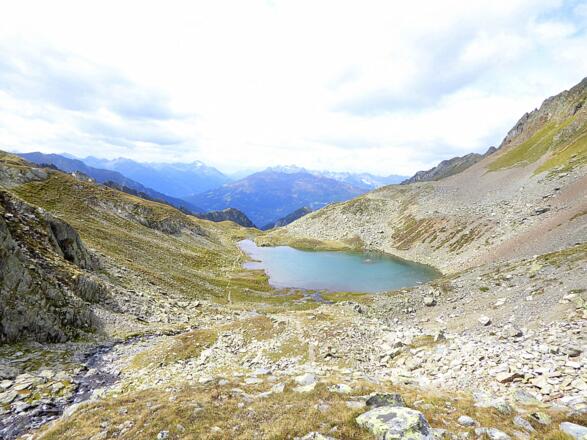 Blick auf den Groaßsee im Anstieg zum Wildgrat