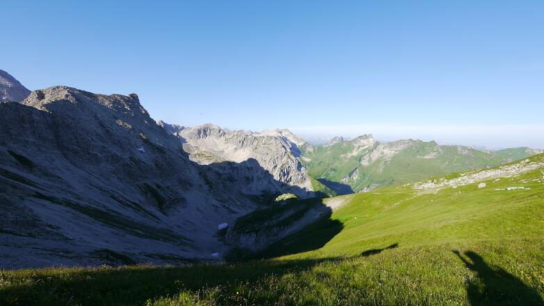 Blick aus der Bockkarscharte in Richtung Prinz-Luitpold-Haus