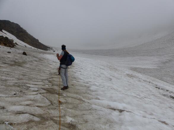 Anseilen am Grübelferner ist absolut notwendig.