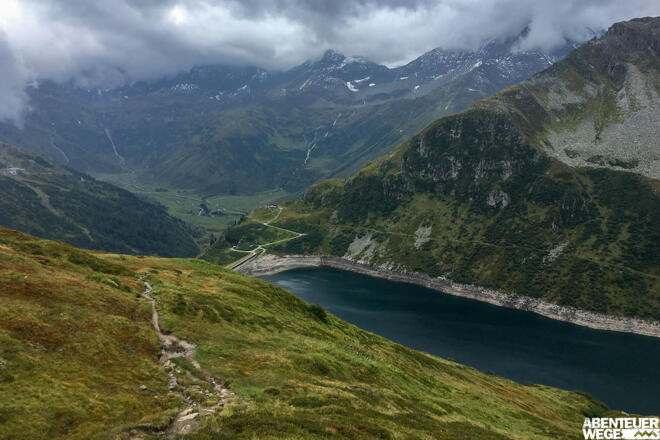 Bockhartsee beim Abstieg von der Miesbichlscharte.