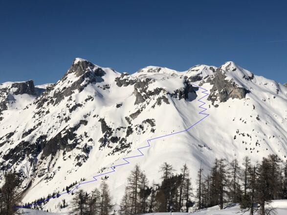 Blick auf die Tauernscharte und Eiskogel vom Nachbarberg Bischling