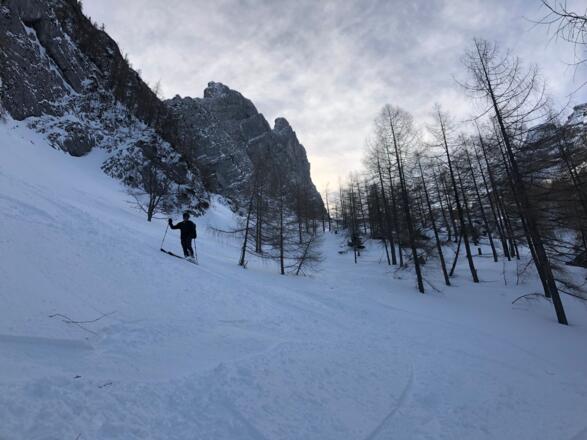 Blick nach oben entlang der Wieswand