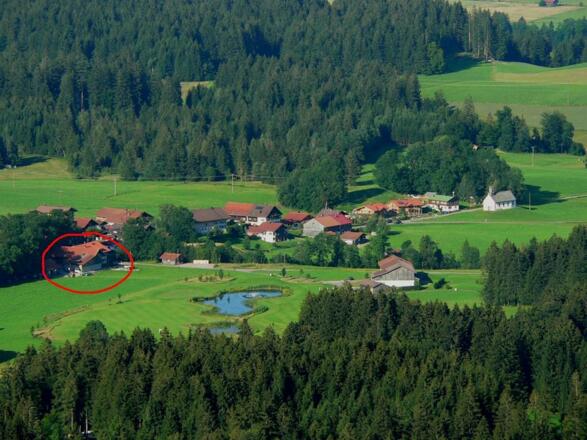 Blick von den Hörnern auf unser Haus