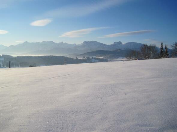Ausblick vom Balkon an einem Wintertag