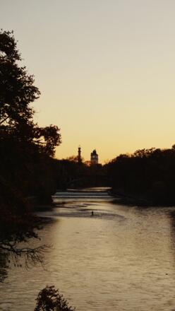 Luitpoldbrücke Isar Sonnenuntergang