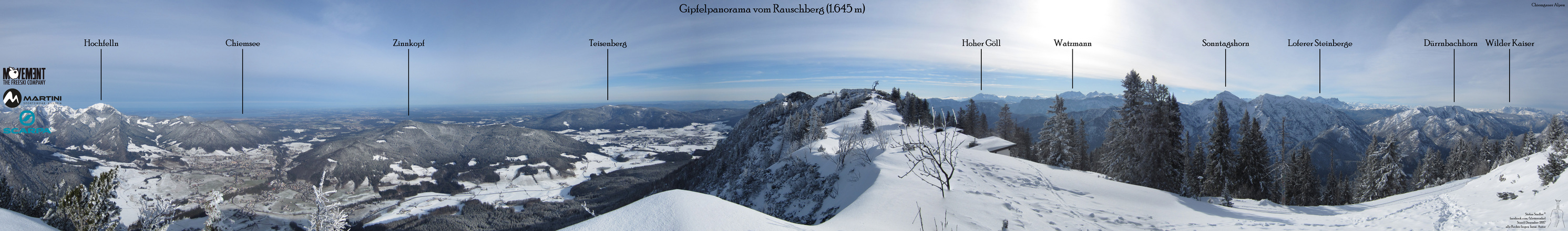 Gipfelpanorama vom Vorderen Rauschberg im Winter
