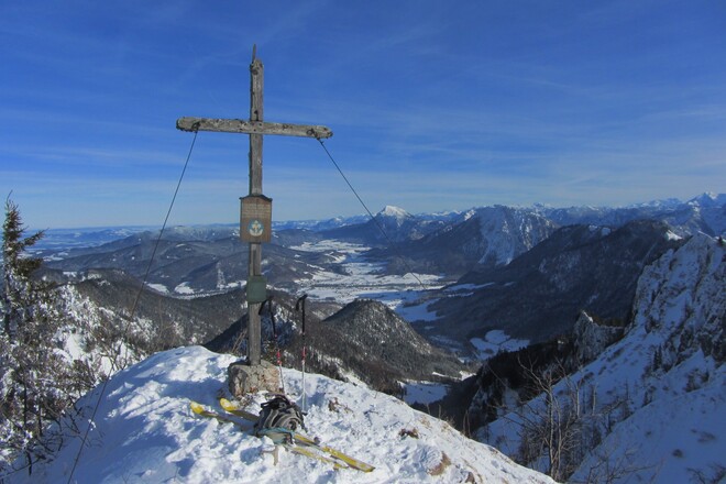 Gipfelkreuz der Haaralmschneid, Blick Richtuntg Osten / Ruhpolding