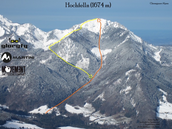 Hochfelln Topo mit Variantenabfahrt Torauschneid