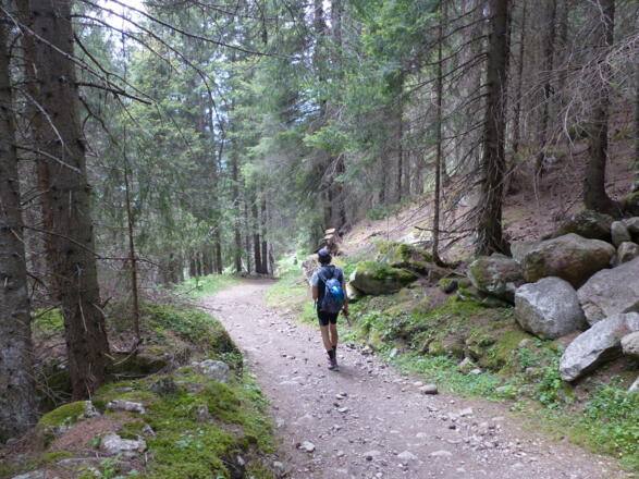 ... auf 1500 m linkerhand der Weg hinunter zur Bushaltestelle abzweigt.