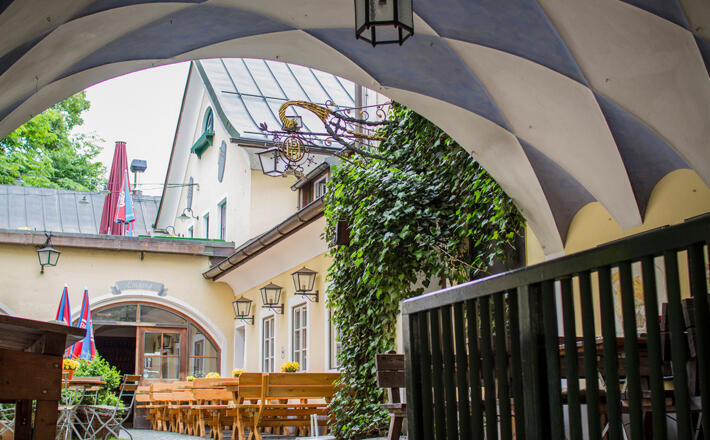 Der &quot;Garten&quot; des Bräustüberls am Hofbrauhaus Berchtesgaden