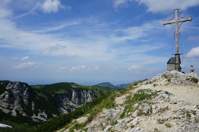 Gipfelkreuz Geigelstein mit Kapelle