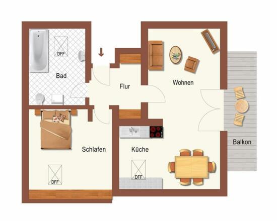 Grundrissplan FeWo Laura 300Format