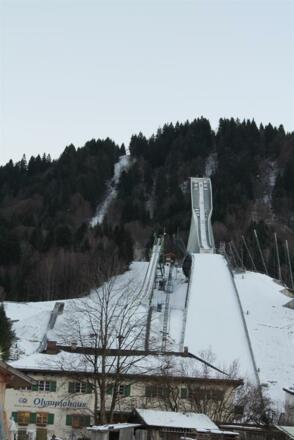 Ausblick auf die Skisprungschanze