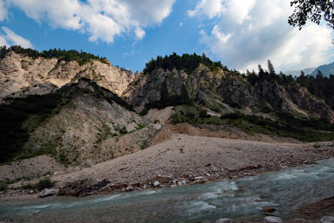 Schuttfächer aus Hauptdolomit am Schindeltalschrofen