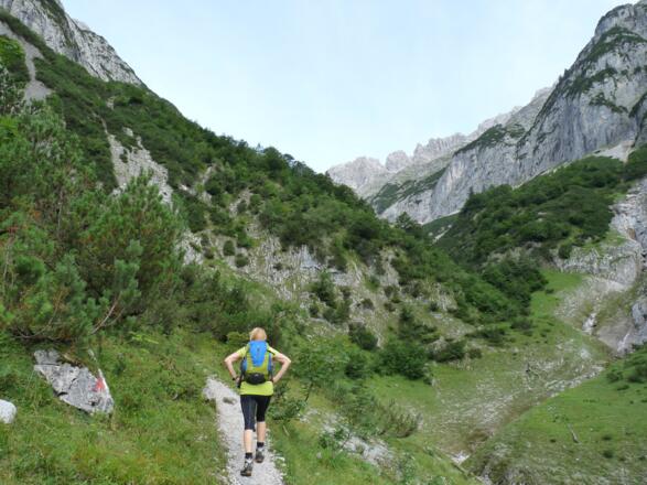 Im Feigwasser - über den vor uns liegenden Rücken folgt der weitere steile Anstieg.