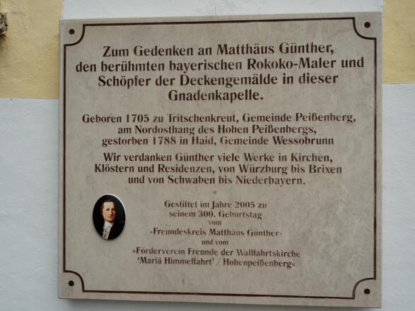 Gedenktafel an Kirche a.d. Hohen Peißenberg