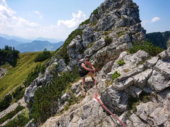 Die seilversicherte Passage am Aiplspitzaufstieg