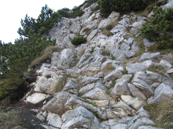 Es sind immer wieder leichte Kletterein zu bewältigen