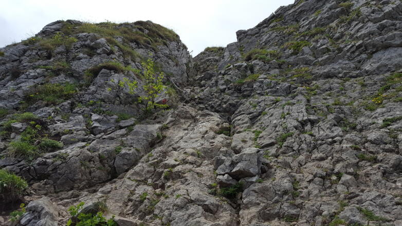 Kurze seilversicherte Passage zum Taubensteingipfel