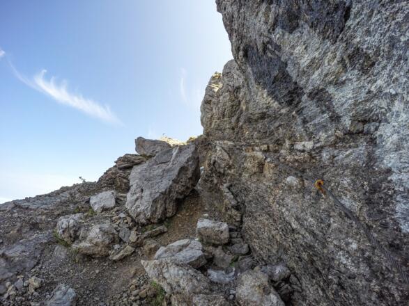 Die letzten seilversicherten Meter zur Westlichen Karwendelspitze 