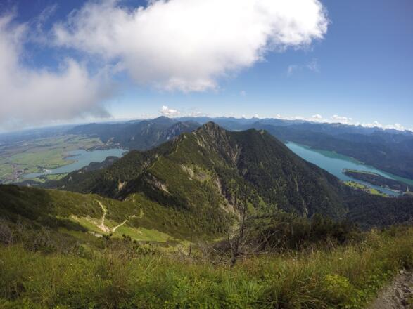 Der gesamte Gradverlauf vom Heimgarten mit Blickrichtung zum Herzogstand