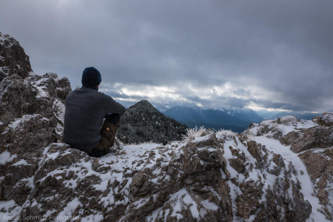Pause auf dem Grat zwischen Herzogenstand und Heimgarten