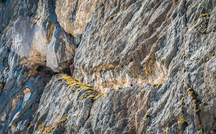Die Almhütte Schlegelmulde unterhalb des Predigtstuhlgipfels