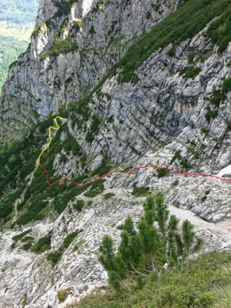 Zustieg durch die Rinne (vom Einstig aus gesehen)