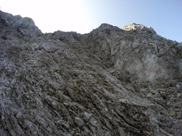 Steilschrofengelände am Karwendelsteig