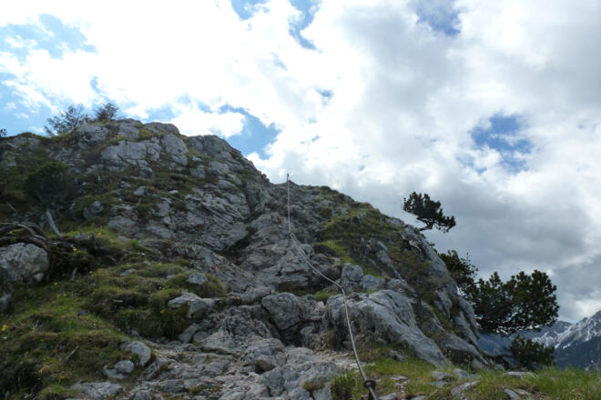 Bergtour Kolbensattelhütte über Kofel - Kletterpassage am Kofelgipfel
