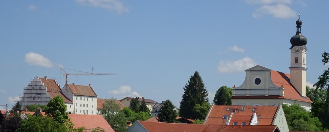 Malmotiv: Schloss und Pfarrkirche Murnau