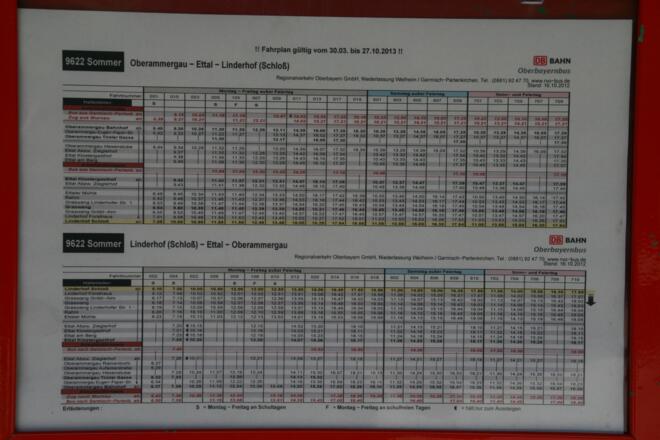 Fahrplan: Schloss Linderhof - Oberammergau