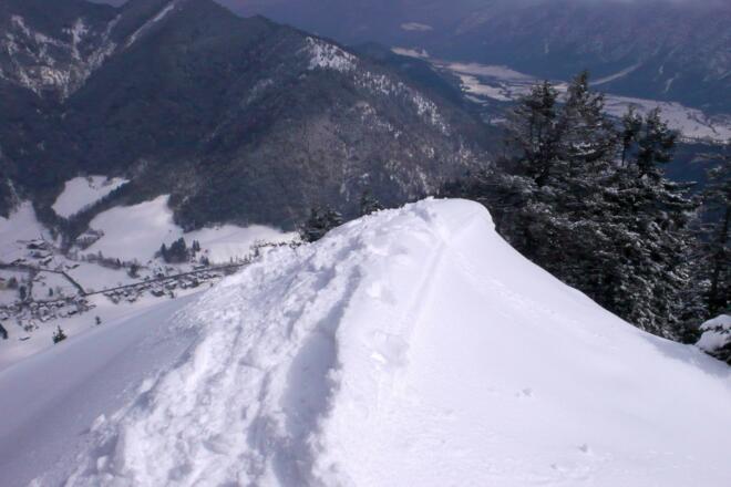 Kurz vor der Ochsenspitz Blick ins Tal