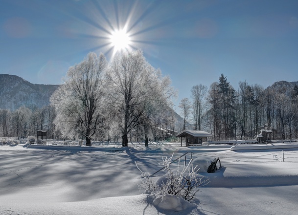 Wunderschöne Schneelandschaft in Inzell im Chiemgau