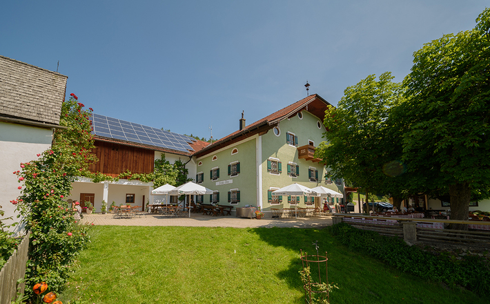 Die Terrasse der Stroblalm